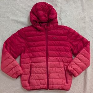 Eddie Bauer Girls Reversible Down Puffer Jacket Size L (14/16) – Pink Ombre Hood